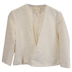 Maje Cropped Textured Jacket in White Cotton